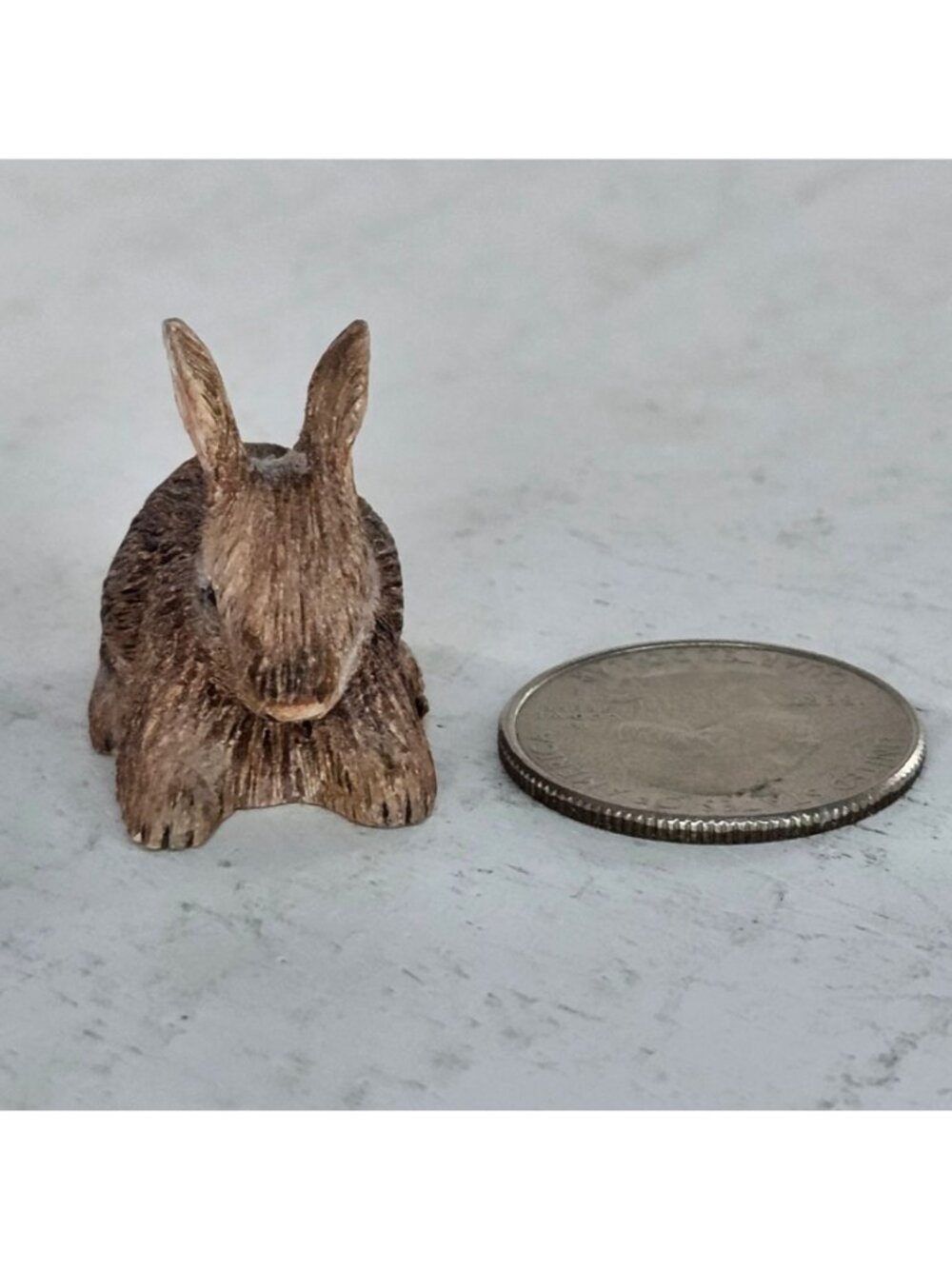 Hand Carved Wood Bunny Rabbit Figurine By Buyrl Ann Franks Miniature Sculpture - Picture 7 of 8